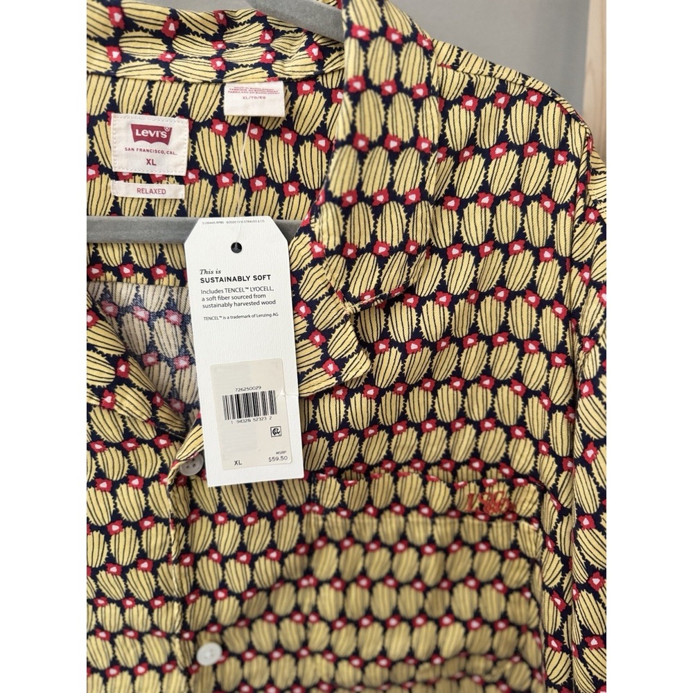 Levi's Mens Relaxed Fit Cactus Print Cubano Short Sleeve Button Up Shirt XL - Picture 5 of 9